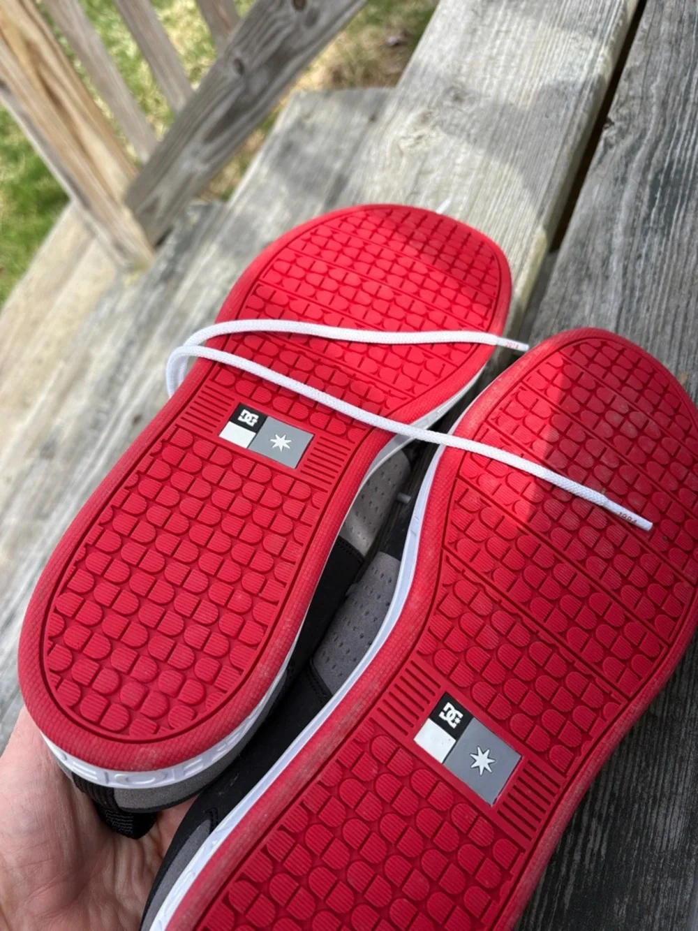 DC Men’s Gray, Black & Red Skate Sneakers - Picture 3 of 5
